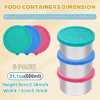 Cmonie 3Pack Stainless Steel Containers with Lids,10/20/33 oz Easy Open Leak Proof Metal Snack Containers,Food Storage Bento Box for Snacks, Fruits (3Pcs-20 oz)