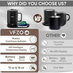 16Oz Temperature Control Smart Mug, Self Heating Coffee Mug LED Display, 180 Min Battery Life - Hot up to 149℉ Fast Wireless Charger Base Improved Design coffee serving sets mug(16oz, Turquoise)