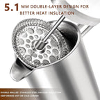 12 OZ French Press Coffee Maker, Sturdy Insulated Full Stainless Steel Coffee Press, Mini Small Camping French Presses Maker, 1-2 Cup Teapot for Kitchen Travel Elegant Silver 350ml