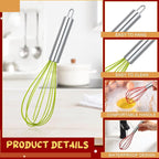 100 Sets 8 Inch Christmas Whisks Gifts DIY Fillable Christmas Tree Ornaments Xmas Colored Silicone Whisks for Cooking Heat Resistant Egg Beaters with Card Rope Bag for Candy Holder