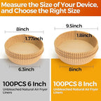 100Pcs Air Fryer Paper Liners Disposable, 8 Inch Max Xl Large Cooker Air Fryer Disposable Paper Liners, Oil Proof Parchment Sheets Round Basket Bowl Liner for Baking