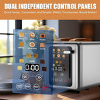 WHALL Touch Screen Toaster 2 Slice,Stainless Steel Digital Timer Toasters,6 Bread Types & 6 Shade Settings,Smart Extra Wide Slots Toaster With Bagel,Cancel,Defrost Functions