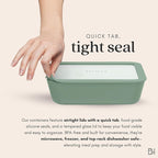 Ceramic Coated Glass Food Storage Container | No PTFE, PFOA, PFAS, and BPA | Reusable Non Toxic Meal Prep Container with Glass Lid | Easy To Store | 6 Cup Rectangle [Willow]