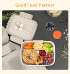 Bento Lunch Box, 5 Compartments Lunch Container for Kids/Adults with Snack cup, Wheat Fiber Eco-Friendly Double Insulated Boxes, Dishwasher and Microwave Safe, BPA-Free (White)