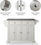 Crosley Furniture Alexandria Granite Top Rolling Kitchen Island Storage Cart, Microwave Stand, Spice Rack, White