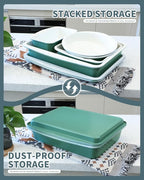 Ceramic Nonstick Baking Pans Set, Non Toxic 33 PCS Stackable Bakeware Sets, 550°F Oven Safe Baking Sheet & Pans, Warp-Free, Dishwasher Safe, PTFE/PFOA/PFOS-Free (Green)
