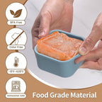 1/2 Cup Silicone Freezer Tray With Lid - Silicone Freezer Molds 4-Pack For meal prep & freezing of various sauces and other dishes, makes 4 perfect 1/2 cup portions cubes (Blue 4 Pack)