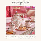 MACKENZIE-CHILDS Enamel Salad and Dessert Plate, Small Plate for Appetizers or Desserts, 8 Inches, Pink-and-White Rosy Check