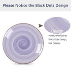Selamica Ceramic 12-Pieces Dinnerware Sets, Scratch Resistant Plates and Bowls Sets, Handpainted Swirl Dishes Set for 4 with Spray Black Dots, Dishwasher&Microwave Safe, Gradient Color