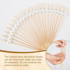 300Pcs Fancy Toothpicks for Appetizers,4.7Inch White Pearl Cocktail Picks For Drinks,Bamboo Appetizer Skewers for Charcuterie Boards Accessories,Martini, Sandwich,Desserts,Fruit