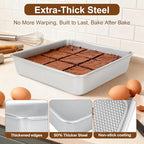 9-Inch Square Cake Pan Set of 2, Heavy Duty Nonstick with Textured Honeycomb Surface, Aluminized Steel BPA & PFOA Free, Warp Resistant, Even Heating for Brownies, Lasagna, Pizza & Casseroles