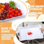 6 Pcs Large Melamine Serving Tray with Handles 17 x 12 Inch Rectangular Wave Melamine Serving Platters for Food, Eating, Turkey, Snack, Fruit, Desserts, Party, Dishwasher Safe