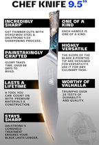 Dalstrong Chef Knife - 9.5 inch - Valhalla Series - 9CR18MOV HC Steel Kitchen Knife - White Resin & Wood Handle - Razor Sharp Chef's Knife - Kitchen Knife - Professional Cooking - w/Leather Sheath