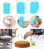 Cake Decorating Turntable,Cake Decorating Supplies With Decorating Comb/Icing Smoother(3pcs),2 Icing Spatula With Sided & Angled … (Blue/7pcs)