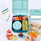 Bento Lunch Box for Kids with 8oz Soup Thermo,Leak-Proof Lunch Containers with 5 Compartment,Thermo Food Jar Food Containers for School (Blue-Octopus)