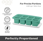 OGGI Prep & Portion Silicone Freezer Trays with Lid - Freezer Molds for Food, Ice Cube Tray, Food Prep Containers, Freezer Storage Containers, for Soup, Smoothie Cubes, Broth, Leftovers - 1/4 Cup