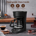 Small 5-Cup Coffee Maker with 24h Programmable Timer, Drip Coffee Machine with Food-grade BPA-free Glass Carafe, 2h Keep Warm with Auto Shut-off, Delay Brew, 25oz Water Tank, Compact for Home/RV