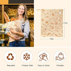 Sourdough bread Bags for Homemade Bread-2 Pack XL Reusable Beeswax Bread Bags for Homemade Bread Freezer & Refrigerator 17"×13" Natural Beeswax-Lined Organic Cotton Food Storage Bags to Keep Fresh