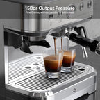 Garvee Espresso Machine with Milk Frother, All in One Cappuccino Latte Espresso Maker for Home Barista, Built-In Bean Grinder, 85 oz Removable Water Tank, Gifts for Dad Mom Coffee Lover