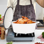 Enameled Cast Iron Oval Dutch Oven, 7 qt Oval Dutch Oven Pot with Lid and Dual Handles for Braising, for Braising, Broiling, Bread Baking, Frying, White