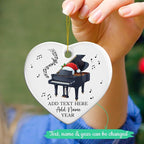 Customized Piano Christmas Ceramic Ornament, Personalized Text Name & Year Pianist Xmas Tree Ornament, Piano Lover Christmas Ornaments 2025, Musical Instrument Xmas Decor Gift for Son Daughter