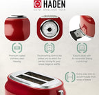 Haden Dorset 2 Slice Wide Slot Stainless Steel Toaster with Adjustable Browning Control & Non-Slip Feet, Rectory Red
