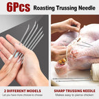 Ofargo Meat Trussing Needles, Roasting Trussing Needles for Lacing Roast Turkey, Chicken, Pork Skin, Whole Hog, Lamb, and Rotisserie Pig; 3pcs Curved Needles and 3pcs Straight Needles; 6pcs in All