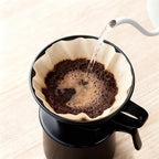 Handmade Pour Over Ceramic Coffee Dripper - Authentic Brewing Experience for Camping, Office, and Home (Black)