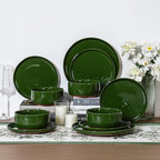 GZG Ceramic Dinner Salad Plates Set of 4, 8 Inch Speckled Dinnerware Dessert Plates with Clay-Tone Base, Microwave Oven Dishwasher Safe
