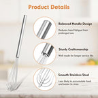 1 PCS Mini Whisk, Compact Small Whisk Essential for Eggs, Sauces and Coffee Prep, Durable Stainless Steel Small Whisks for Cooking