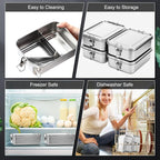 Umigy 1 Pcs Stainless Steel Food Containers 1200ml Metal Bento Lunch Box Stainless Steel Food Storage Containers, Lockable Clips to Leak Proof, Reusable Dishwasher Snack Boxes for Work, Picnic
