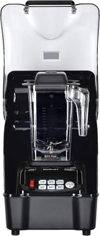 OmniBlend Omni-Q Commercial Blender with Full Sound Enclosure Shield, Quiet Heavy Duty 3-Speed, Self-Cleaning, Includes Multifunctional 2-in-1 Wet Dry Blades, 1.5 Liter Jar (Black)