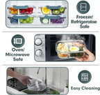 VERONES 10 Pack Glass Meal Prep Containers 2 Compartment Set, 30 OZ Airtight Glass Lunch Containers, Glass Food Storage Containers with Lids, for Microwave, Oven, Freezer & Dishwasher Friendly，Grey
