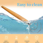 Danish Dough Whisk Stainless Steel Dough Hook Dutch Whisk for Sourdough Bread Dough Mixer Hand Wooden Handle Kitchen Whisking Mixing Tool Bread Making Tools and Supplies pizza dough