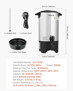 VEVOR Commercial Coffee Urn, 40 Cup 6 L Hot Beverage Dispenser with Dripless Faucet, Quick-Brewing Commercial Coffee Maker, with Stainless Steel Liner, for Catering, Business, Church & Restaurant