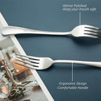 SANTUO Dessert Forks Set - 12-piece Stainless Steel Salad Forks Cream Fork Flatware Set Reusable for Household Use or Camping - Silver 6.7 Inches