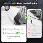 FYY Heat-resistant Mat for Food Warming Mats - 35.4×15.4 inch Tables Protected, Up to 50% Temperature Block, Foldable and Space-Saving, Waterproof, Oil-Resistant (Not Include Food Warming Mat)