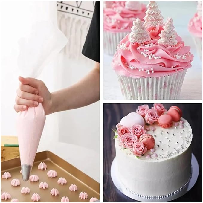 19-Inch Icing Bags Heavy Duty, AMBESTAR 200 Pieces Thick Anti-Burst Disposable Decorating Bags for all Size Tips Couplers and Baking Cookies Candy Supplies Kits, Large Cake Decorating Tools
