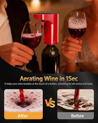 5-in-1 Electric Wine Decanter with Aerator,Digital Alcohol Bottle Dispenser Adjustable Dosing,Smart Whiskey Pourer, Liquor/Spirits Pump Automatic,Nice Gifts for Women Men Mom Dad Husband Boss (Red)