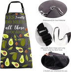 MBMSO Funny Avocado Apron Avocado Cooking Kitchen Aprons with Pockets Waterproof Apron for Chef Grilling BBQ Baking