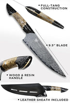 Dalstrong Chef Knife Professional- 9.5”-Scorpion Series - Venom Edition - Japanese Steel Chef Knife - Spiral Sandstorm Blade Pattern - Black Honeycomb Resin Handle - w/Chef KnifeSheath