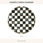 MACKENZIE-CHILDS Enamel Charger Plate, Charger Decoration for Dinner Plates or Home Decor, 12 Inches, Black-and-White Courtly Check, Set of 1