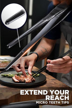 DALSTRONG Chef Tweezers Professional Kitchen Tongs- 12" high-precision Tweezer Tongs for Cooking - Stainless Steel Black w/vTitanium Coating -BBQ, Plating, Multi-use
