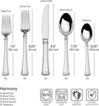 Mikasa, Harmony Flatware Service for 12, 65 Piece Set, 18/10 Stainless Steel, Silverware Set with Serving Utensils (Pack of 2)
