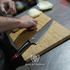 Dalstrong Chef Knife - 9.5” Scorpion Series - Exclusive Japanese V12 Ultra Steel - Black Damascus Chef Knife - Black & Red Honeycomb Resin Handle -Scorpion Kitchen Knives w/Chef Knife Sheath