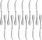 New Star Foodservice 58246 Shell Pattern, 18/0 Stainless Steel, Dinner Knife, 8.6-inch, Set of 12