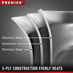 Calphalon Premier Stainless Steel 5-Quart Sauté Pan with Lid, 3-Layer Metal Construction, Oven & Dishwasher Safe