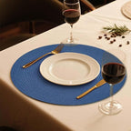 FunWheat Round Braided Placemats Set of 6 Place mats for Dining Tables Woven Heat Resistant Table Mats 15 inch (Blue,6pcs)