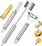 3 Pcs Corn Cob Peeler, Corn Stripper, Corn Holder, Corn Peeler with long handle Stainless Steel Corn Cob Stripper Tool, Efficient Design Perfect for Dining Enthusiasts