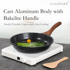ESLITE LIFE Nonstick Ceramic Frying Pan Skillet, Non-Toxic Egg Omelette Kitchen Cooking Pans Compatible with All Stovetops (Gas, Electric & Induction), PTFE & PFOA Free (Black, 9.5'')